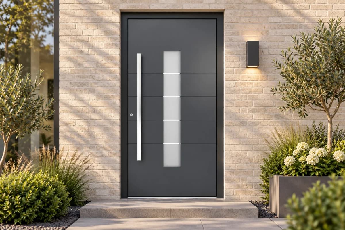 Aluminium voordeur bij een woning, beeld van Deurwebshop