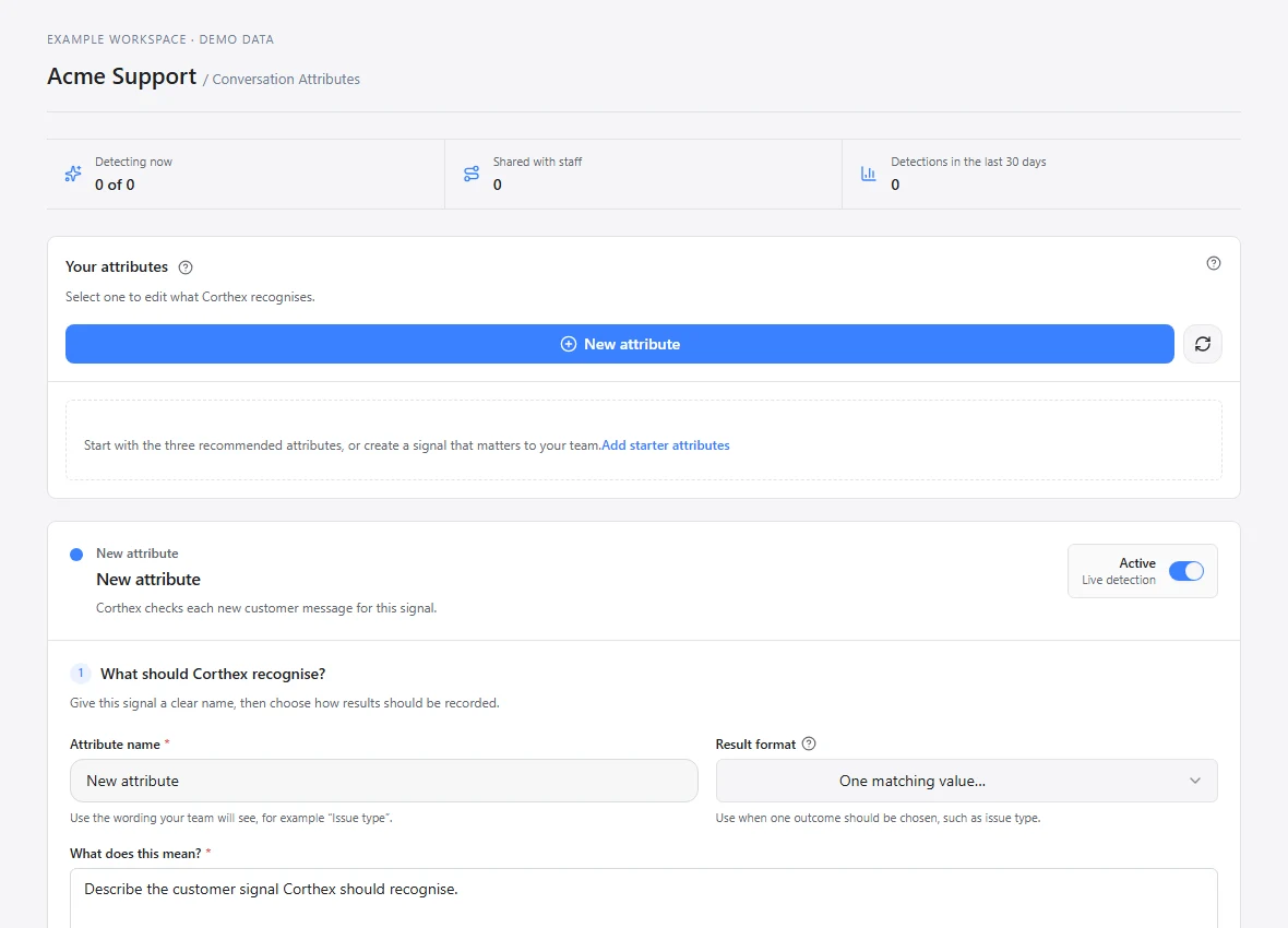 Conversation Attributes configuration controls