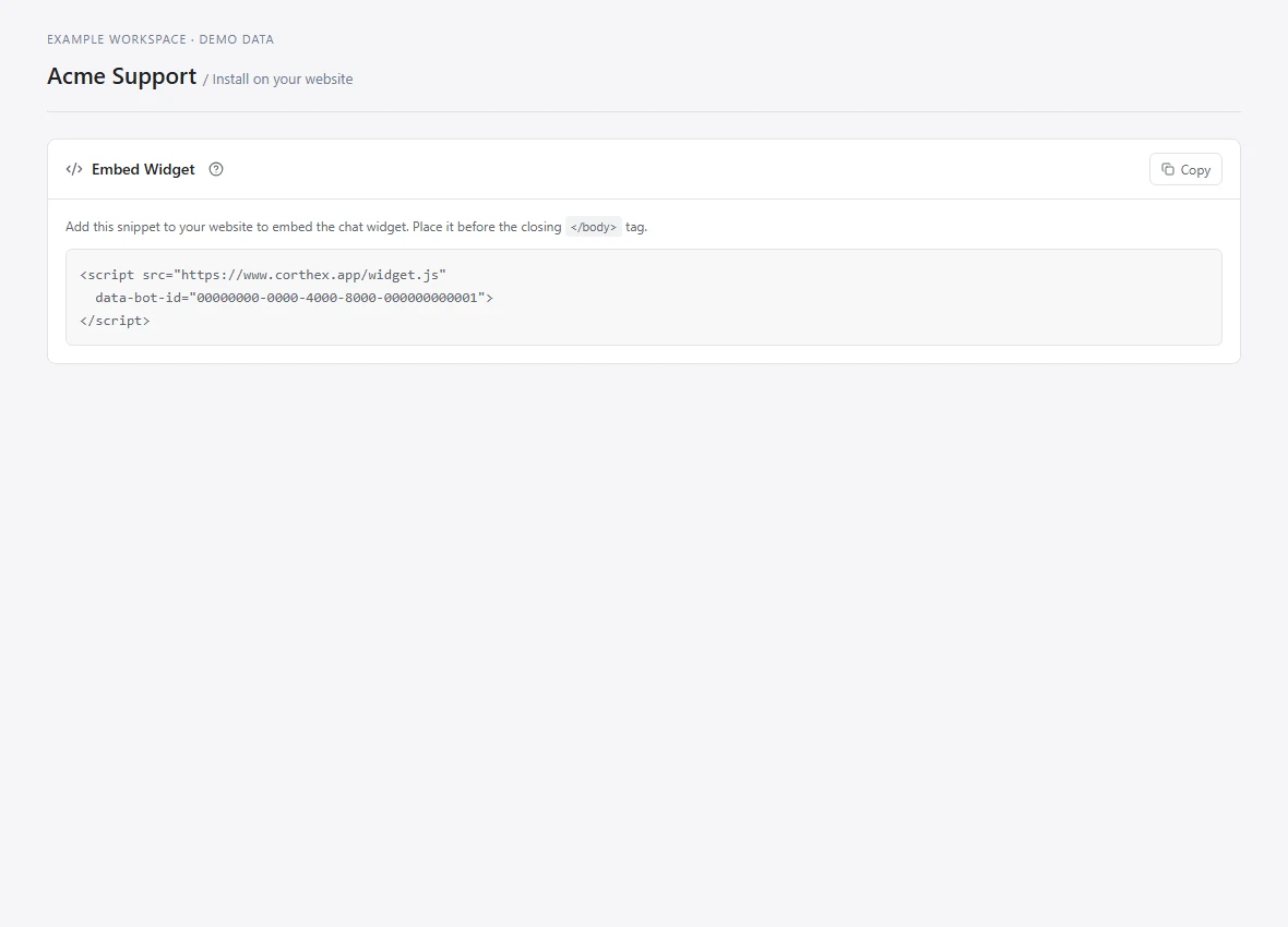 Embed snippet for an example agent