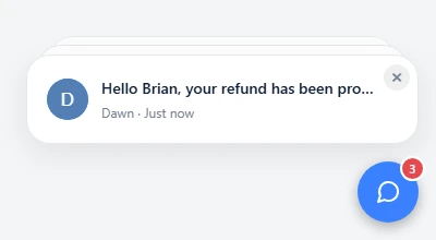 Closed messenger showing a stacked reply preview and unread badge